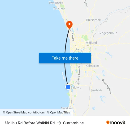Malibu Rd Before Waikiki Rd to Currambine map