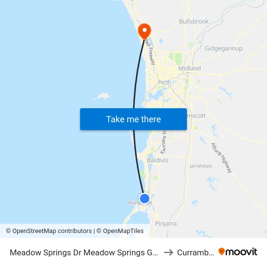 Meadow Springs Dr Meadow Springs Golf Club to Currambine map