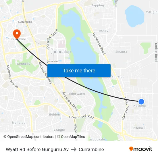 Wyatt Rd Before Gungurru Av to Currambine map