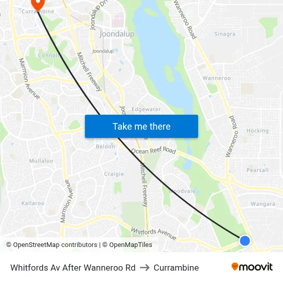 Whitfords Av After Wanneroo Rd to Currambine map