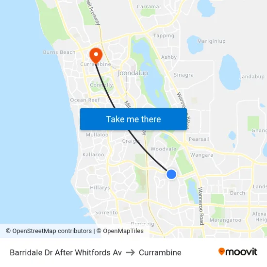 Barridale Dr After Whitfords Av to Currambine map
