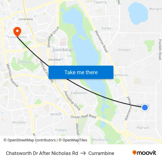 Chatsworth Dr After Nicholas Rd to Currambine map