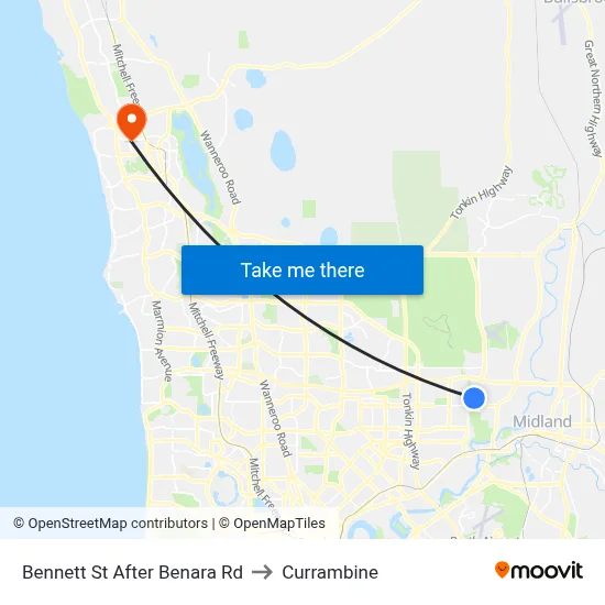 Bennett St After Benara Rd to Currambine map