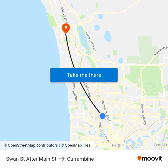 Swan St After Main St to Currambine map