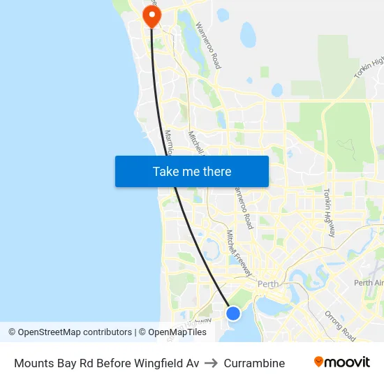 Mounts Bay Rd Before Wingfield Av to Currambine map
