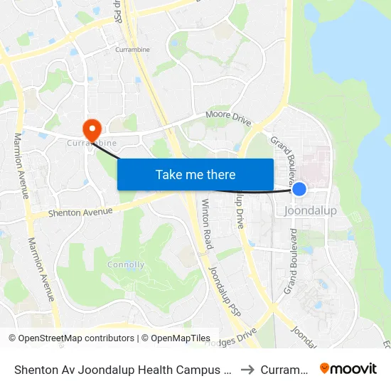 Shenton Av Joondalup Health Campus Cat Id 17 to Currambine map