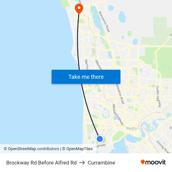 Brockway Rd Before Alfred Rd to Currambine map