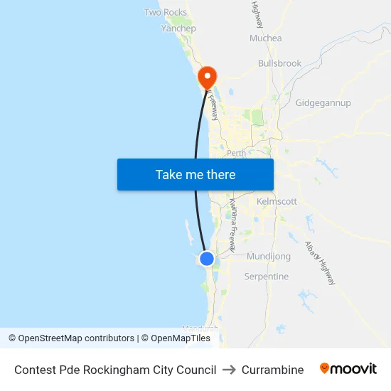 Contest Pde Rockingham City Council to Currambine map