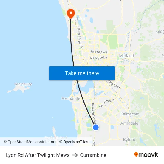 Lyon Rd After Twilight Mews to Currambine map