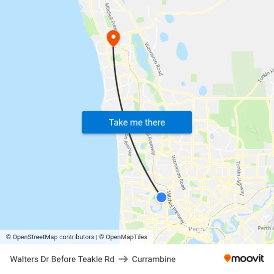 Walters Dr Before Teakle Rd to Currambine map