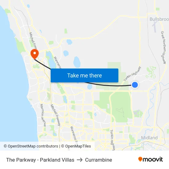 The Parkway   - Parkland Villas to Currambine map