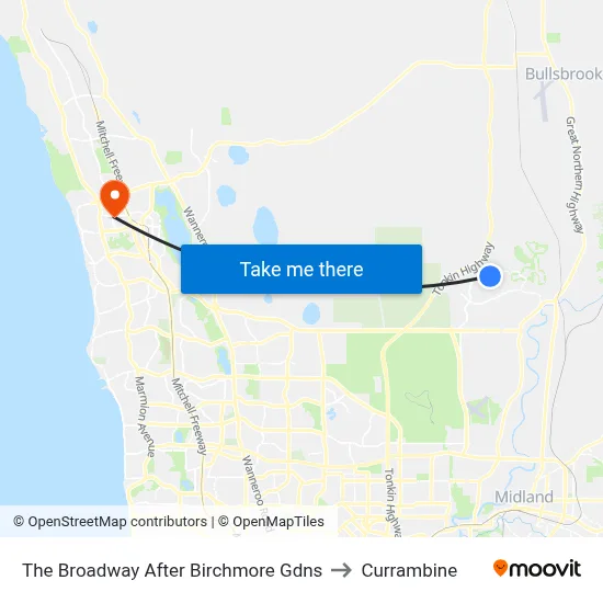 The Broadway   After Birchmore Gdns to Currambine map