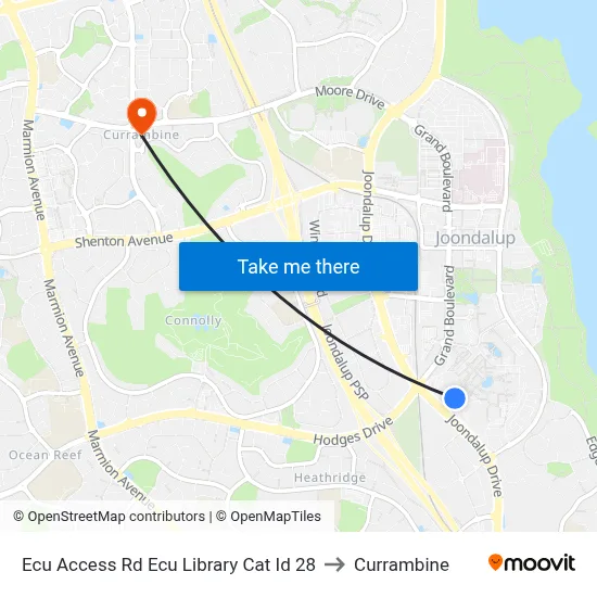 Ecu Access Rd Ecu Library Cat Id 28 to Currambine map