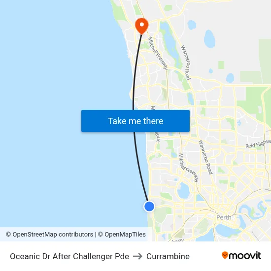 Oceanic Dr After Challenger Pde to Currambine map