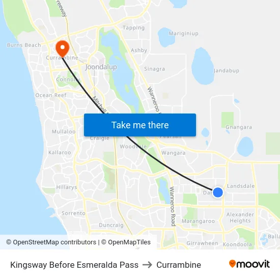 Kingsway   Before Esmeralda Pass to Currambine map