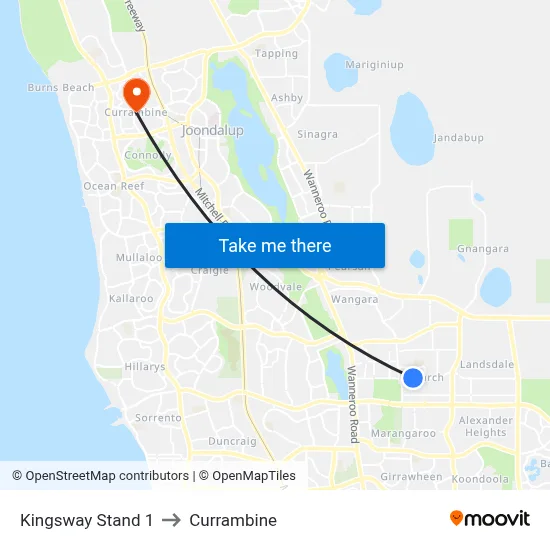 Kingsway   Stand 1 to Currambine map