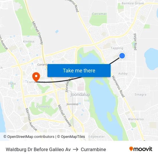 Waldburg Dr Before Galileo Av to Currambine map