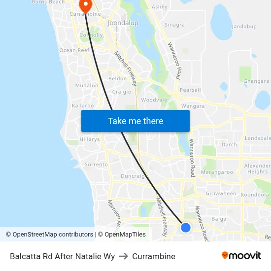 Balcatta Rd After Natalie Wy to Currambine map