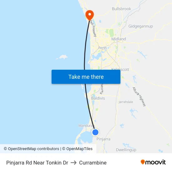 Pinjarra Rd Near Tonkin Dr to Currambine map