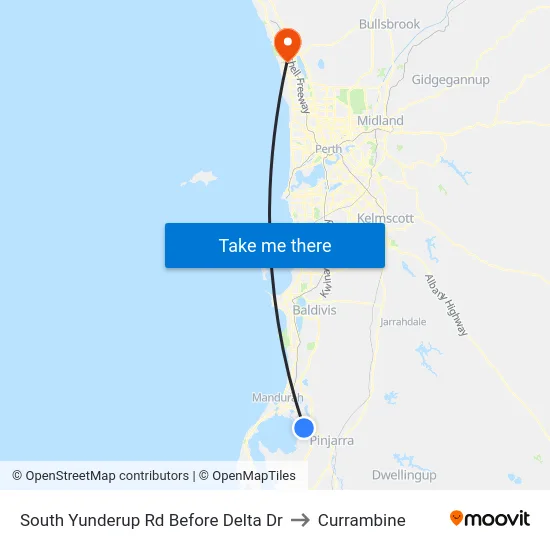 South Yunderup Rd Before Delta Dr to Currambine map