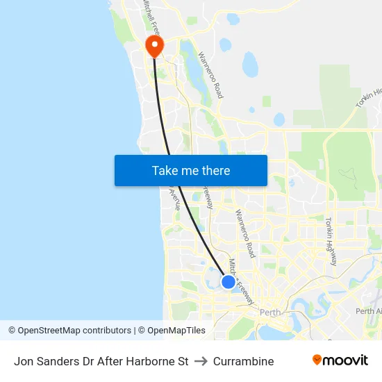 Jon Sanders Dr After Harborne St to Currambine map