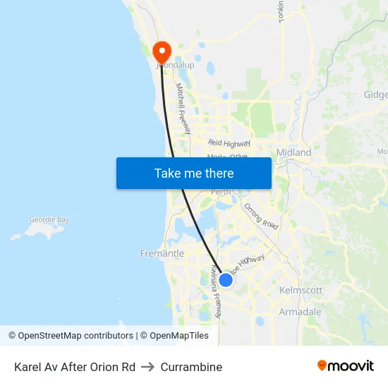 Karel Av After Orion Rd to Currambine map
