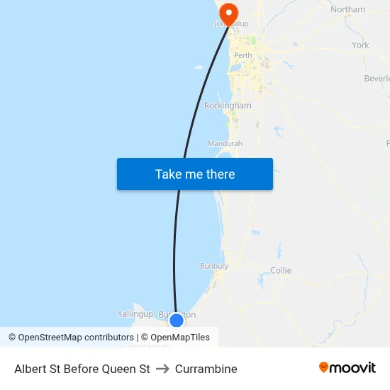 Albert St Before Queen St to Currambine map