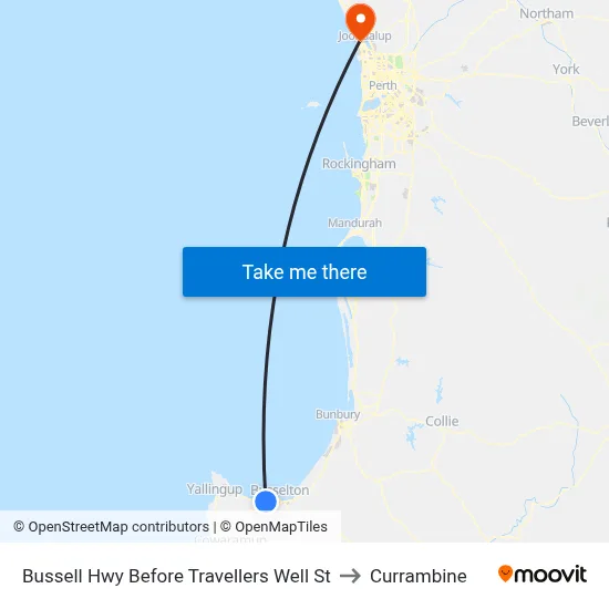 Bussell Hwy Before Travellers Well St to Currambine map