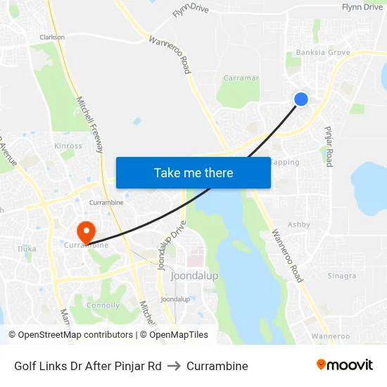 Golf Links Dr After Pinjar Rd to Currambine map