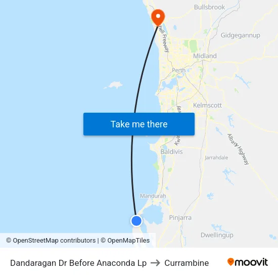 Dandaragan Dr Before Anaconda Lp to Currambine map