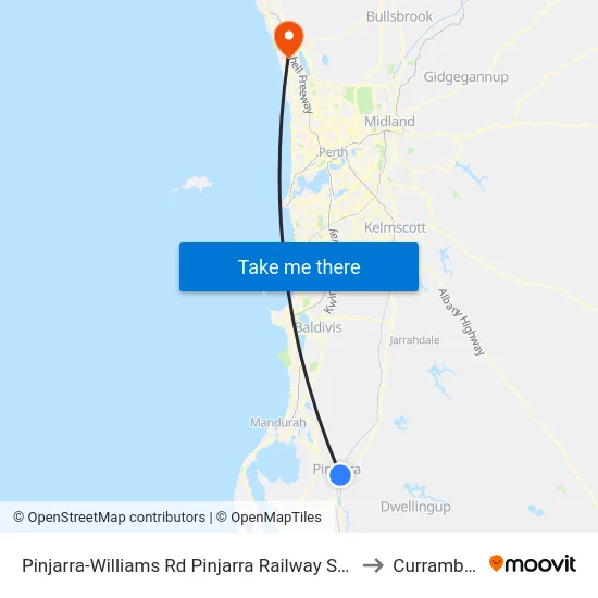 Pinjarra-Williams Rd Pinjarra Railway Station to Currambine map