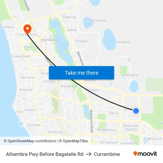 Alhambra Pwy Before Bagatelle Rd to Currambine map
