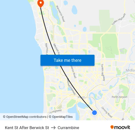 Kent St After Berwick St to Currambine map