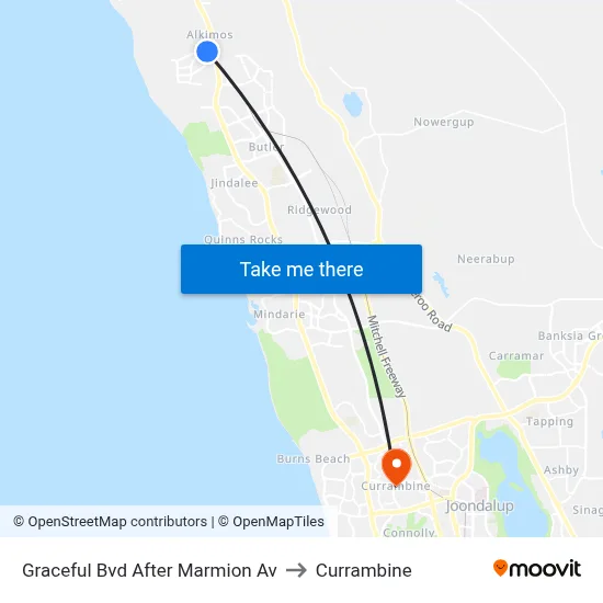 Graceful Bvd After Marmion Av to Currambine map