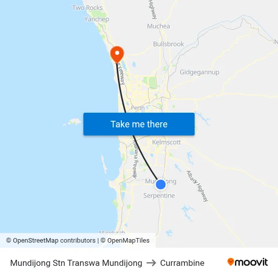 Mundijong Stn Transwa Mundijong to Currambine map
