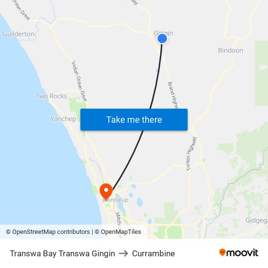 Transwa Bay Transwa Gingin to Currambine map