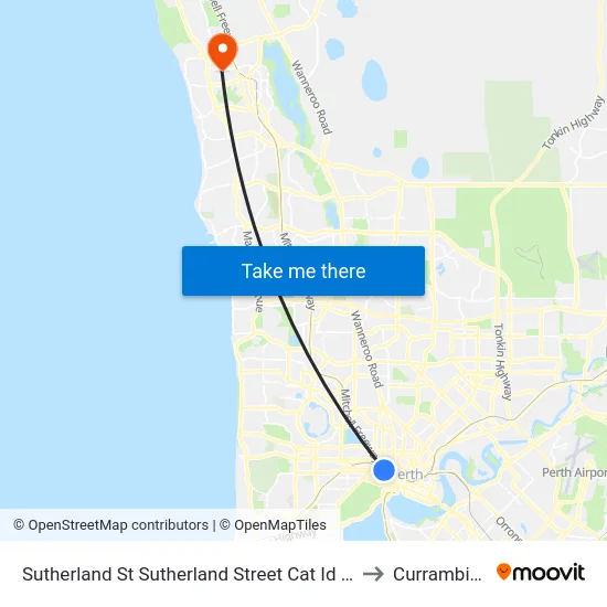 Sutherland St Sutherland Street Cat Id 40 to Currambine map