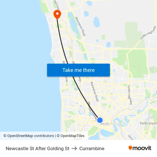 Newcastle St After Golding St to Currambine map