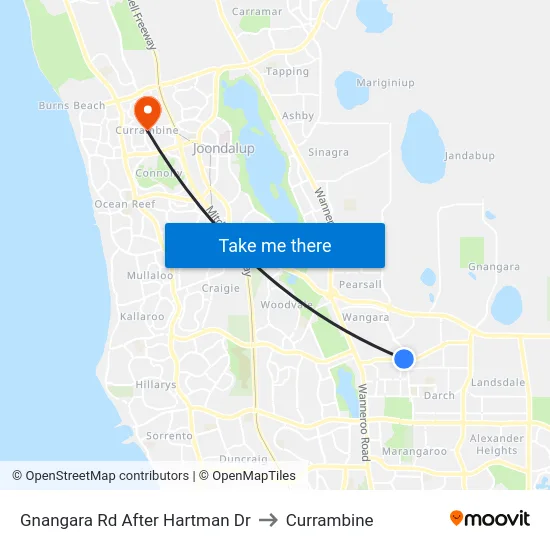 Gnangara Rd After Hartman Dr to Currambine map