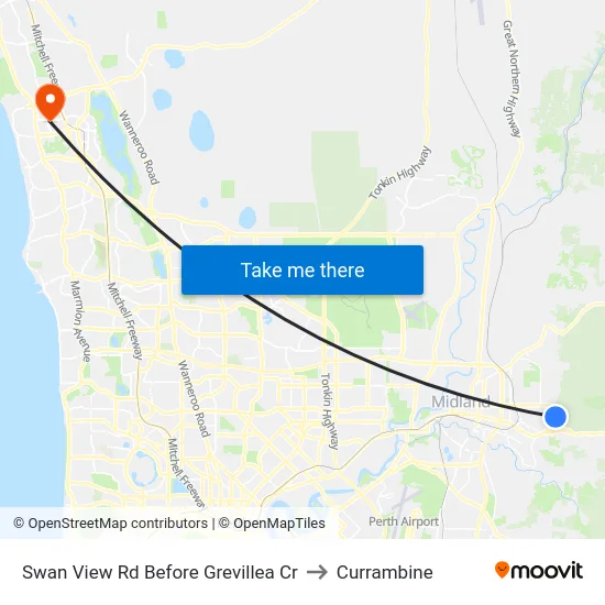 Swan View Rd Before Grevillea Cr to Currambine map