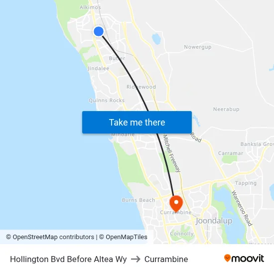 Hollington Bvd Before Altea Wy to Currambine map
