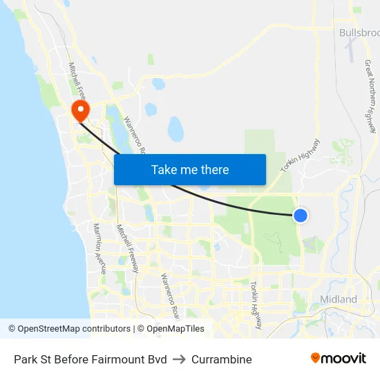 Park St Before Fairmount Bvd to Currambine map