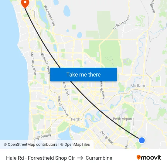 Hale Rd - Forrestfield Shop Ctr to Currambine map