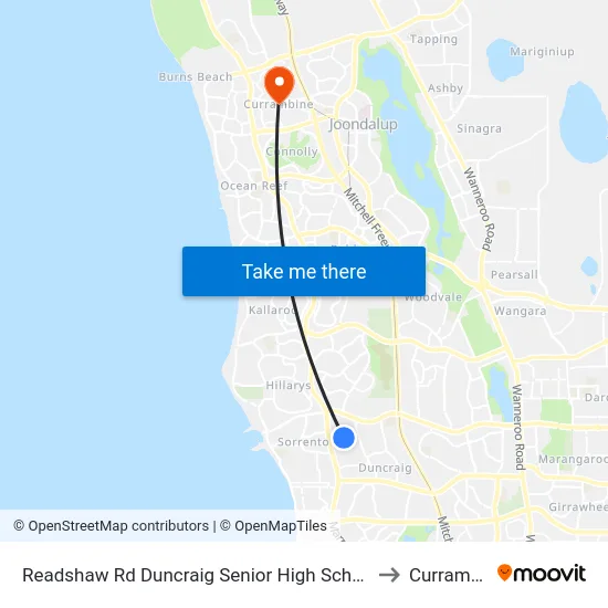Readshaw Rd Duncraig Senior High School Stand 4 to Currambine map