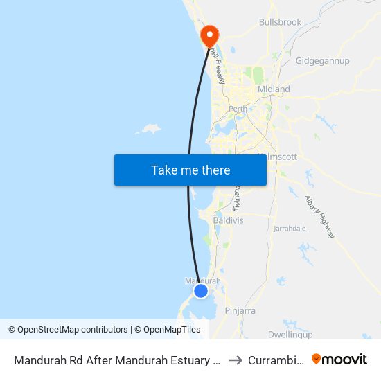 Mandurah Rd After Mandurah Estuary Bdg to Currambine map