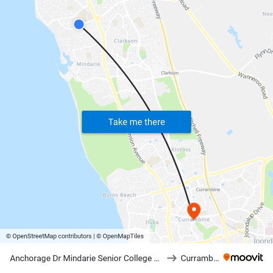 Anchorage Dr Nth Mindarie Senior College Stand 4 to Currambine map