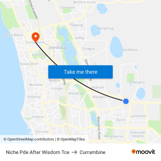 Niche Pde After Wisdom Tce to Currambine map