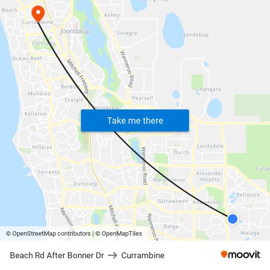 Beach Rd After Bonner Dr to Currambine map