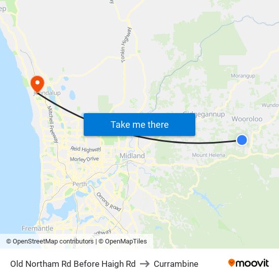 Old Northam Rd Before Haigh Rd to Currambine map