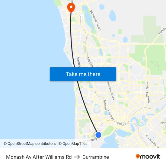 Monash Av After Williams Rd to Currambine map